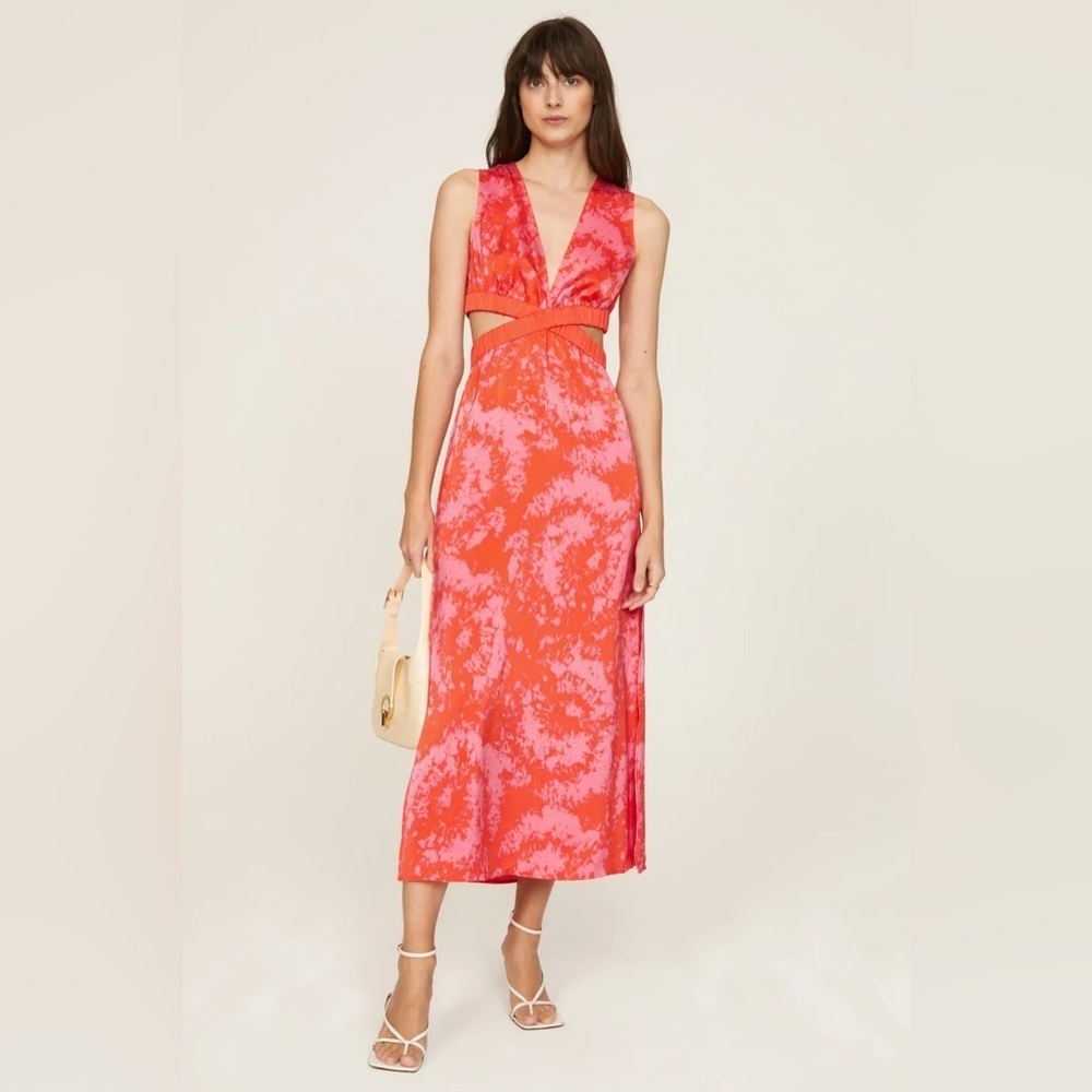 RTR- Thakoon Collective - cutout midi dress pink red-orange size 2